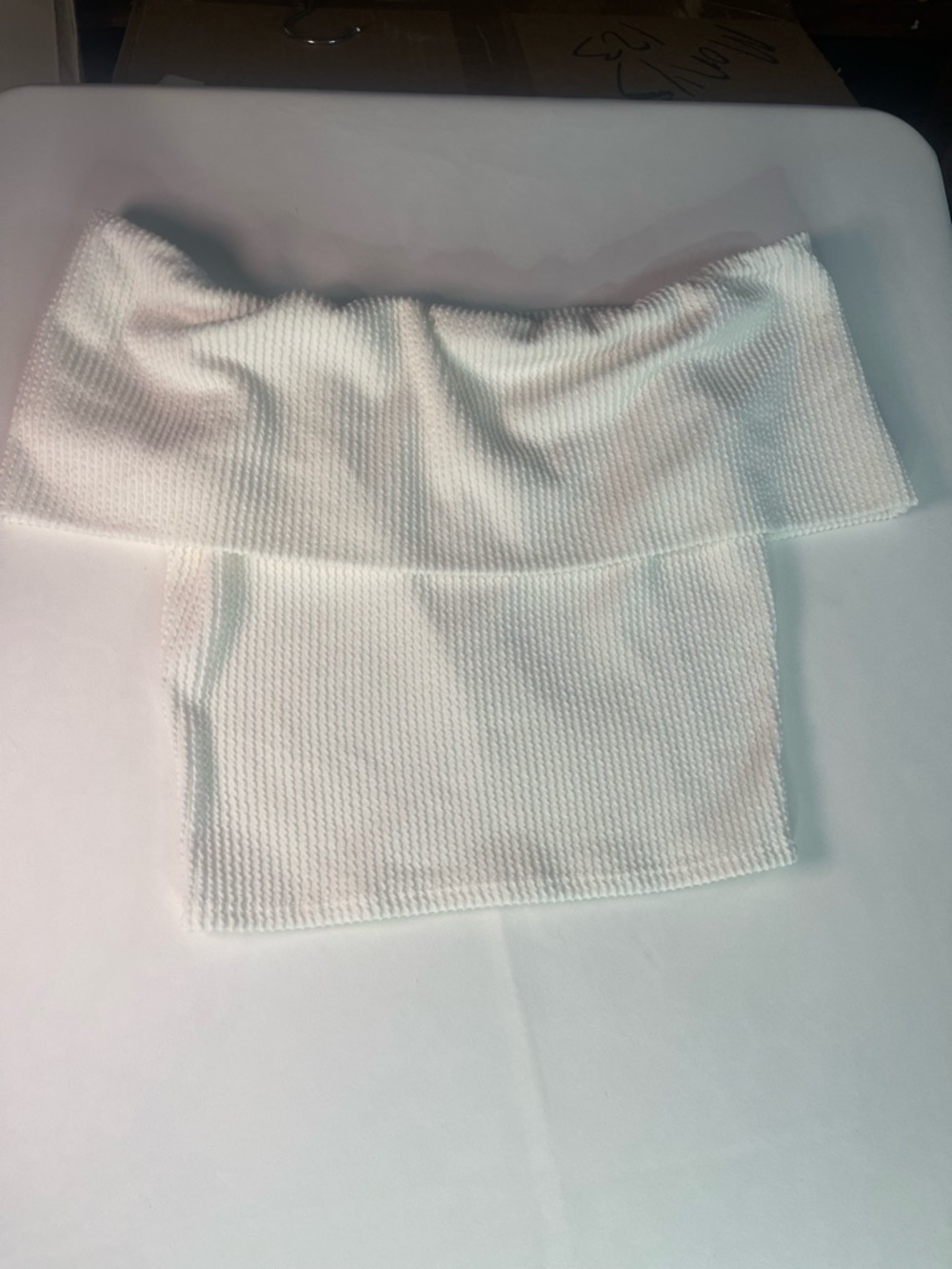 Off-Shoulder White Knit Tube Top